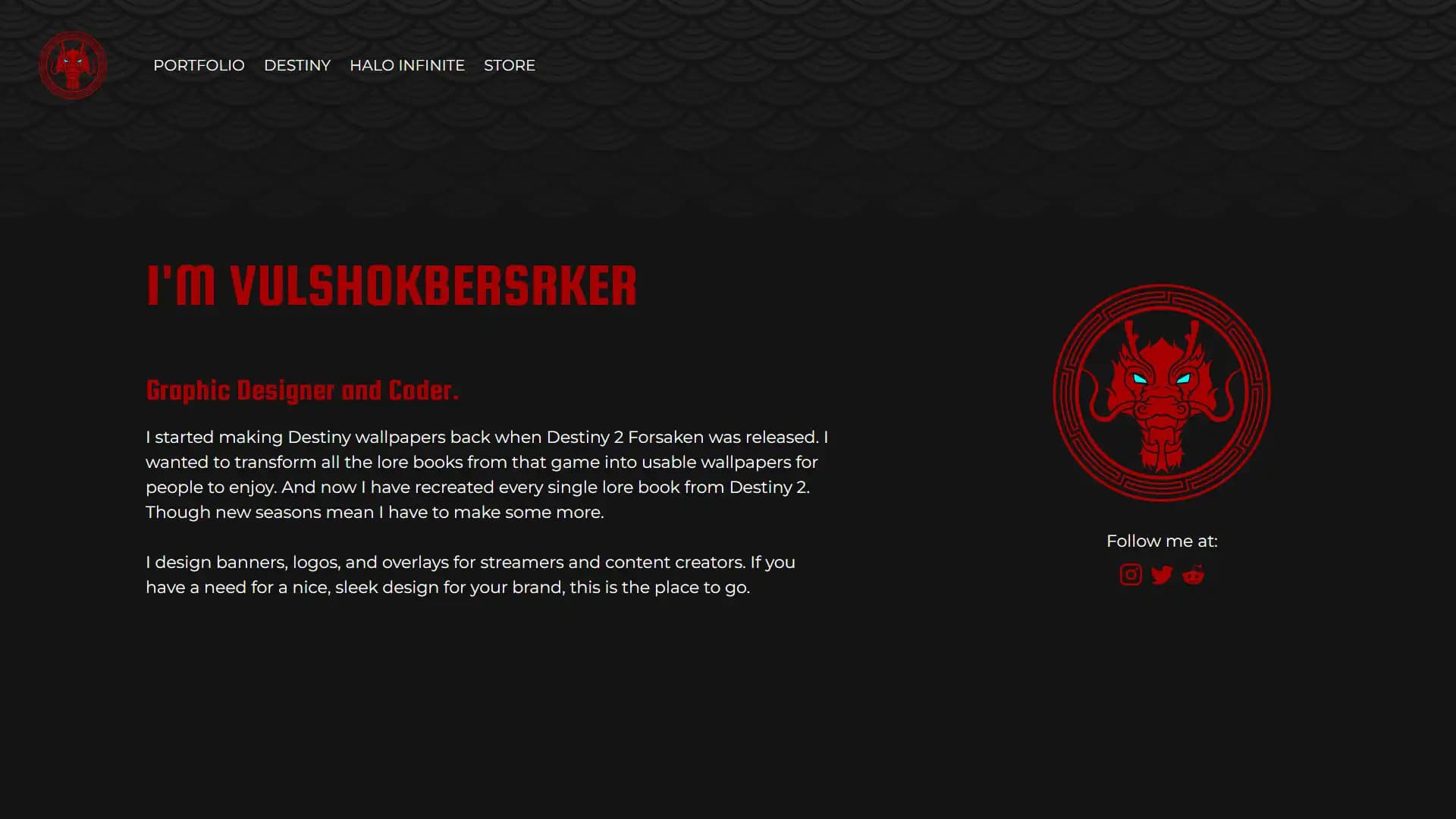 VBDesigns, a personal artist portfolio site